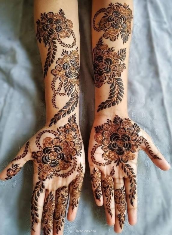 Floral mehndi designs for bridal hands
