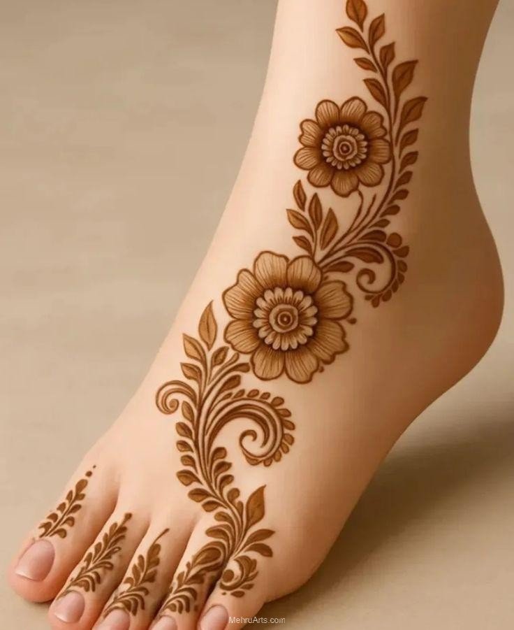 Simple Mehndi Designs for Feet