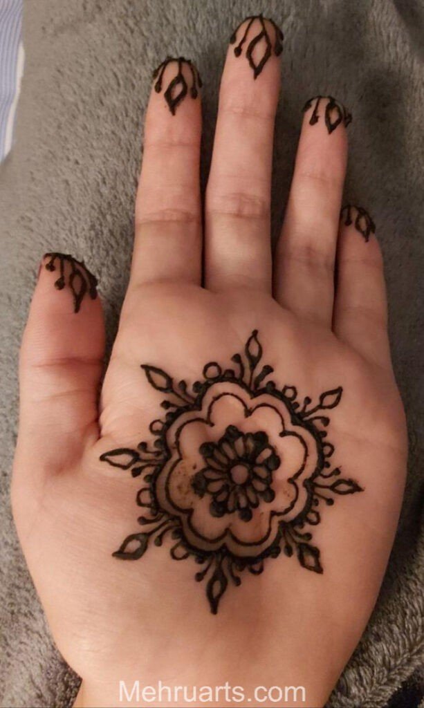 Snowflakes Simple Mehndi Designs for front hands