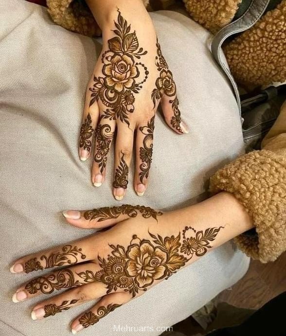Stylish back hand mehndi designs