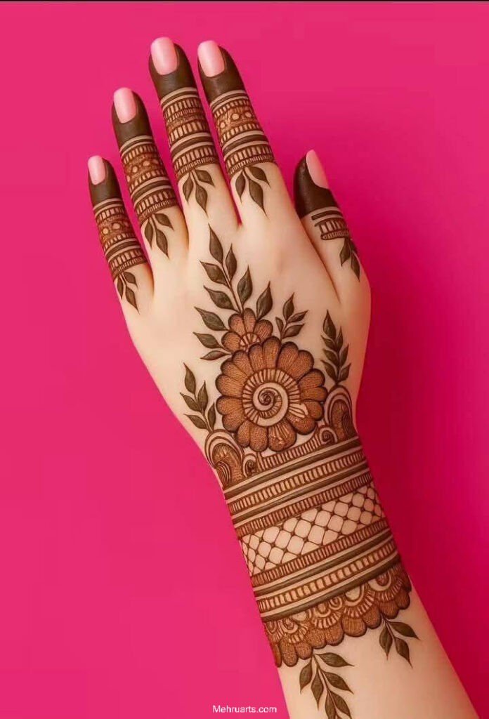 Stylish back hand mehndi designs
