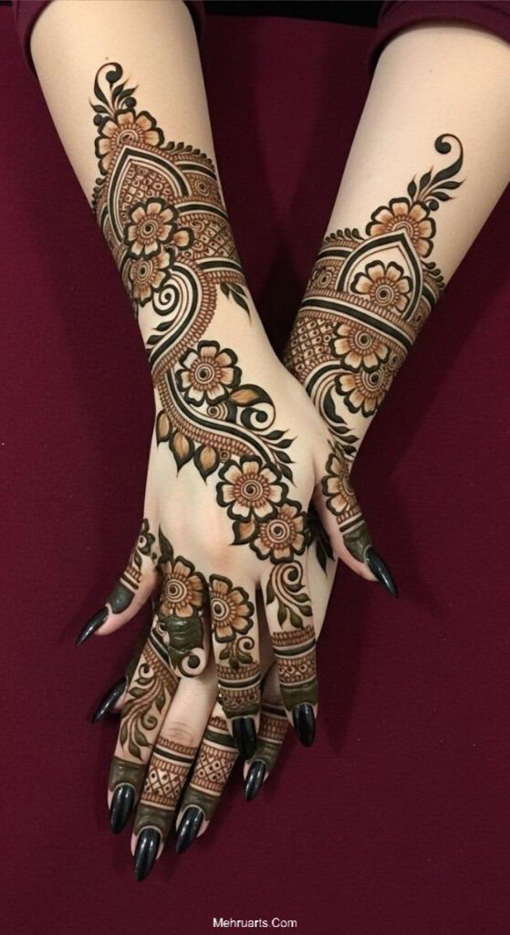 Full hand Mehndi Design simple