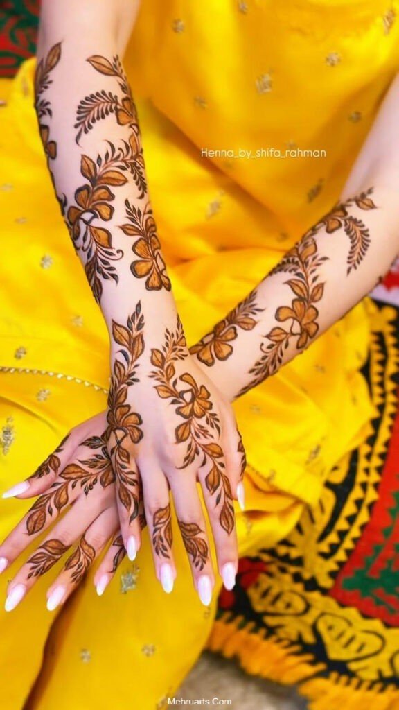 Full hand Mehndi Design simple